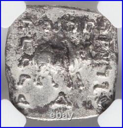BACTRIA Indo Greeks 180-160 BC Apollodotus, Silver India Coin, Elephant/Bull NGC