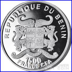 BENIN ELEPHANT Proof Protection Nature 2 Oz Silver Coin 1500 Francs Benin 2015