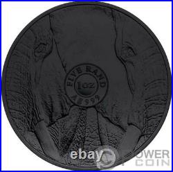 BURNING ELEPHANT Ruthenium Big Five II 1 Oz Silver Coin 5 Rand South Africa 2021