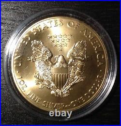 BU american eagle 2015 ASE Safari elephants gold plating 1 oz silver. 999 rare