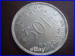 Belgian Congo 1944 year 50 Francs Silver Elephant Africa Colonie coin WWII