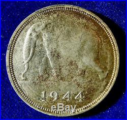 Belgian Congo, 50 Fr 1944 Silver Coin, African Elephant
