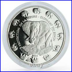 Benin 1000 francs Endangered Wildlife African Elephant proof silver coin 2014