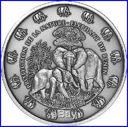 Benin 2016 10.000 Fr Protection de la Nature Elephant 1KG Silver Coin only 49pcs