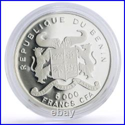Benin 6000 francs Conservation Wildlife Elephant Fauna proof silver coin 1993