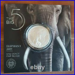 Big Five 2019 Elephant South Africa 1 Oz Silver Coin Bu