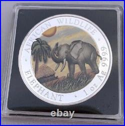 COA- 2017 Somalian ELEPHANT DAY & NIGHT Silver 2 Coin Set AFRICAN WILDLIFE