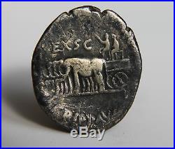 Ca. 54-68 AD NERO AND AGRIPPINA SILVER DENARIUS COIN ELEPHANTS REVERSE