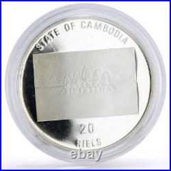 Cambodia 20 riels Conservation Wildlife Elephant Fauna proof silver coin 1993