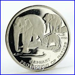 Cambodia 20 riels Protection of Natur Elephant silver coin 1993