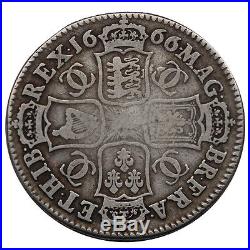 Charles II halfcrown 1666/4 Great Britain Elephant below bust silver coin