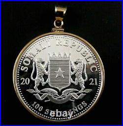 Coin Pendant 2021 Elephant African Wildlife Silver Round 1 oz. BU. 999 Silver