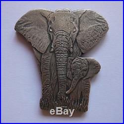 ELEPHANT 1oz Pure Silver Coin 1000 Francs World's 8 Sculpture Burkina Faso 2016