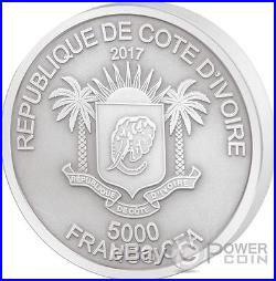 ELEPHANT Big Five Mauquoy 5 Oz Silver Coin 5000 Francs Ivory Coast 2017