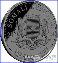 ELEPHANT Black White Set 2 x 1 Oz Silver Coin 100 Shillings Somalia 2024
