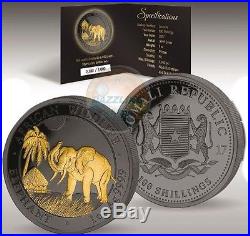 ELEPHANT Golden Enigma 1 Oz Silver Coin 100 Sh Somalia 2017