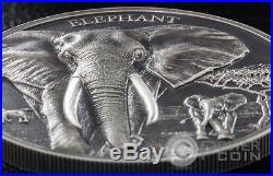 ELEPHANT High Relief Animals 1 Oz Silver Coin 1000 Shillings Tanzania 2016