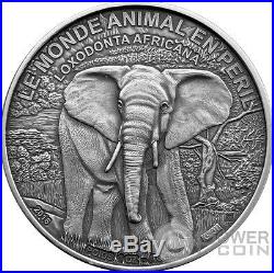 ELEPHANT IN DANGER 1 Oz Silver Coin 1000 Francs Ivory Coast 2016