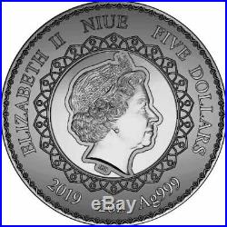 ELEPHANT MANDALA COLLECTION 2019 2 oz Pure Silver Antique Finish Coin Niue
