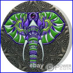 ELEPHANT Mandala Art 1 Kg Silver Coin 1000 Cedis Ghana 2021