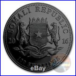 ELEPHANT NIGHT African Wildlife 1 Oz Silver Coin 100 Shilling Somalia 2016 -COA
