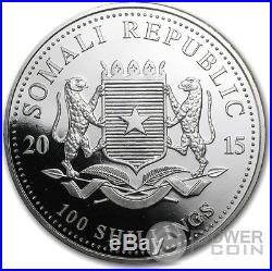 ELEPHANT SUNSET African Wildlife 1 Oz Silver Coin 100 Shillings Somalia 2015