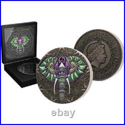 Elephant Mandala Collection 1 kilo Antique finish Silver Coin Ghana 2021