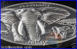 Elephant- Proof Tusks Antique Finish HiRe Minted Coin-1oz. Silver 2016 Tanzania