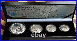 Elephant South Africa Silver Proof 4 Dif Coins Set 5 10 20 50 Cents 2002 Year