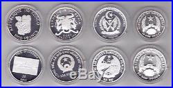 Elephants 8 Dif Proof Silver Coins Set 1993 Yr Laos Cambodia Vietnam Congo Benin