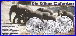 Elephants 8 Dif Proof Silver Coins Set 1993 Yr Laos Cambodia Vietnam Congo Benin