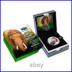 Endangered Animal Species Asian Elephant 1/2 oz Proof Silver Coin 1$ Niue 2014