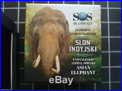 Endangered Asian Elephant 1/2oz Silver Coin Proof withSwarovski Crystal Niue 2016