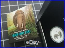 Endangered Asian Elephant 1/2oz Silver Coin Proof withSwarovski Crystal Niue 2016