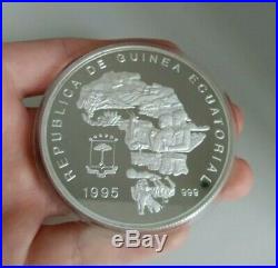 Equatorial Guinea 1995 Elephant 5oz 7000 Franco Francs Silver PROOF Quality Coin