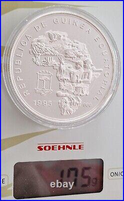 Equatorial Guinea 1995 Elephant 5oz 7000 Francs Silver Coin