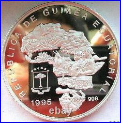 Equatorial Guinea 1995 Elephant 5oz 7000 Francs Silver Coin, Proof-A