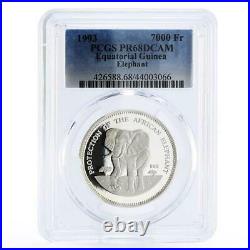 Equatorial Guinea 7000 francos African Elephant PR68 PCGS silver coin 1993
