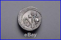 Exceptional Ancient Roman Silver Elephant Denarius Coin of Julius Caesar 49 BC