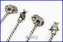 Fine INDIAN SILVER 1/4 RUPEE COIN SPOONS c1894 ELEPHANT & BEAR FINIALS