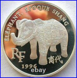 France 1996 Shang Dynasty Elephant 10 Frances Silver Coin, Proof