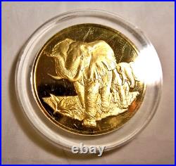 Franklin Mint 1972 East African Elephants. 925 Sterling Silver 24kt Ep Proof