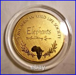 Franklin Mint 1972 East African Elephants. 925 Sterling Silver 24kt Ep Proof