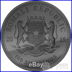 GOLDEN ENIGMA Elephant Black Ruthenium Silver Coin 100 Shillings Somalia 2015