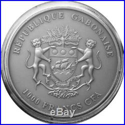 Gabon 1000 Francs 2013 Elephants Baby1 OZ Silver Certificate Capsule Loose