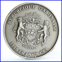 Gabon 1000 francs Endangered Wildlife Elephant Animals Fauna silver coin 2012