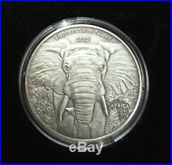 Gabon 2012 1000 Francs AFRICA ELEPHANT 1 OZ Antique Finish Coin