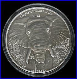 Gabon 2012 Africa Elephant 1000 Francs 1 oz. 9999 Silver Antique Finish COA