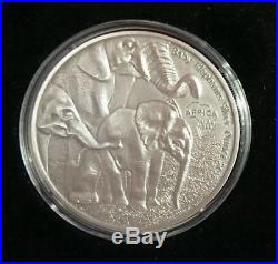 Gabon 2013 1000 Francs AFRICA BABY ELEPHANTS 1 OZ Antique Finish Coin