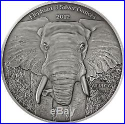 Gabun 2000 Francs 2012 Africa Elephant 3 Silver Ounces